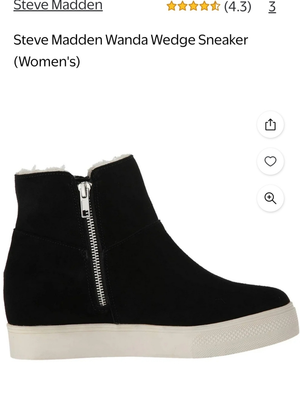 Steve Madden Black Suede Wedge Zip Ankle Bootie